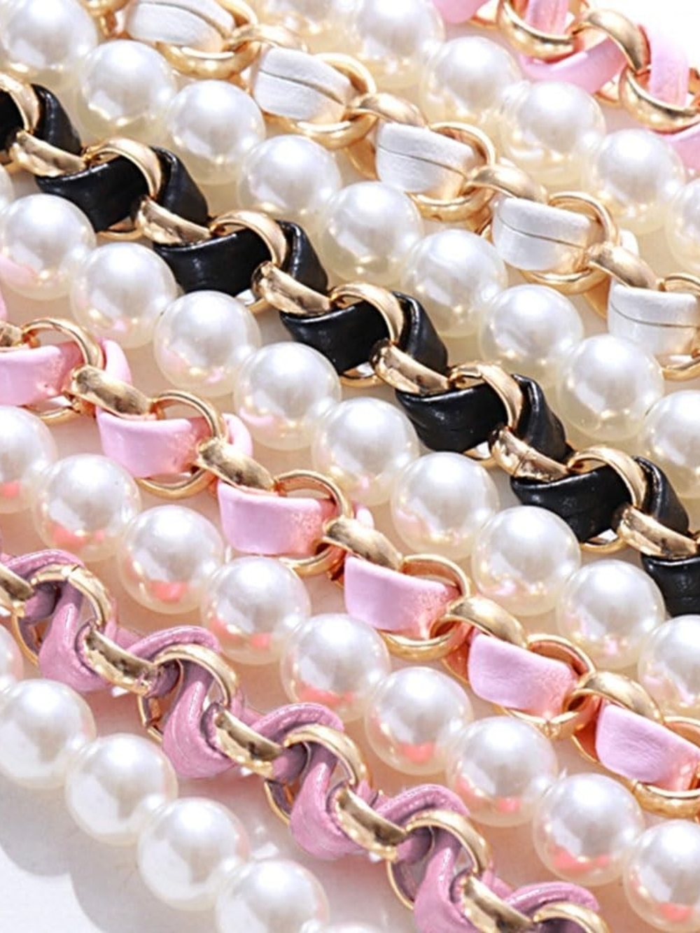 Black & Gold Leather Chain With Pearls Phone Clip - Picture 3 of 4